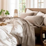 Moomee King Bedding Sheet Set 100% Wash Cotton Linen Soft Comfy Heathered Taupe. Fixed Price $29.99.