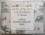 J Stevens Nature Flannel 4 Pc King Sheet Bears Moose Trees Nwt. Fixed Price $54.96.