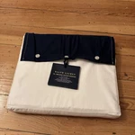 Ralph Lauren Organic Sateen Border Twin Flat Sheet White Navy 624 Thread Count. Fixed Price $40.00.