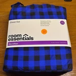 Room Essentials Sapphire Blue/black Gingham Microfiber Xl Twin Sheet Set #23. Fixed Price $16.42.