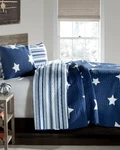 Lush Decor Star Quilt - Reversible 2 Piece Pattern Striped Full/queen, Navy. Fixed Price $73.99.