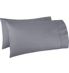 Amazonbasics 400 Thread Count 100% Cotton Pillow Case King, Set Of 2, Dark Grey. Fixed Price $10.00.