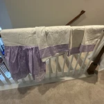 Disney's Mickey Mouse Icon Queen Flat Sheet, Pillowcases, Duster - Purple White. Fixed Price $32.75.