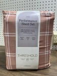 Threshold King 400 Thread Count Performance Sheet Set Pink Plaid - Free Shipping. Fixed Price $59.00.