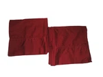 Royal Sateen Red Damask Striped Hemstitched (2) King Pillowcases 19X37. Fixed Price $25.60.