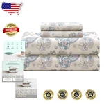 Hotel Queen Cotton Percale Sheets Beige Paisley 300TC Cooling Bedding. Fixed Price $81.63.