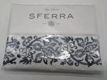 Sferra Saxon White Queen Flat Sheet Indigo Embroidery Cotton Percale Italy New. Fixed Price $185.00.