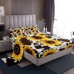 Erosebridal Sunflower Cowhide Bed Sheets King/queen/full/twin Rustic Brown. Fixed Price $80.97.