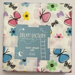 Dream Factory 3 Piece Twin Sheet Set, Sweet Butterfly & Flowers, New. Fixed Price $25.00.