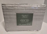 Twin Sheet Set, Gray & White Striped Signature Collection Microfiber 3-PIECE. Fixed Price $24.99.