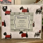 Winter Nights Queen 100% Flannel Sheet Set Dogs Scottie Schnauzer Frenchie New. Fixed Price $40.00.