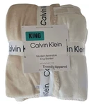 Calvin Klein Plush, Super Soft, Cozy, Reversible King Blanket Beige, Cream. Fixed Price $70.00.