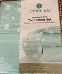Comfort Bay Twin Size Sheet Set 3 Piece Aqua/white Polka Dot New. Fixed Price $12.00.