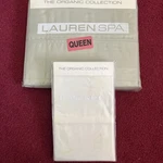 Ralph Lauren Spa Organic Queen Flat Sheet & 2 Std Pillowcases Nos. Fixed Price $35.00.