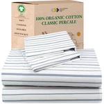 California Design Den Full Set Stripe, 100 Organic Cotton Percale Sheet.... Fixed Price $109.92.