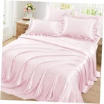 Homiest Ruffled Satin Sheets Size 6PC Set - Bed With King Blush Pink. Fixed Price $54.58.