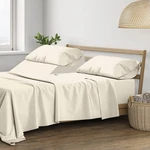 Luxurious 100% Cotton Split King Sheet Set - 400 Thread Count, Ivory. Fixed Price $125.99.