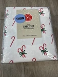 Martha Stewart Twin Sheet Set Christmas Candy Cane New Cotton Flannel. Fixed Price $45.00.