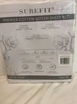 Twin Xl Surefit Premier Cotton Sateen Sheet Set, 230 Tc White Stripe New Sealed. Fixed Price $12.99.