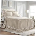 Ella Ruffle Lace 3 Piece Set - Cute Bedding King Neutral Bedspread. Fixed Price $164.34.