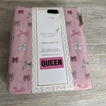Papyrus Queen Sheet Set 100% Cotton Percale Pink White Vogue Bows Design New. Fixed Price $50.99.