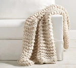 Pottery Barn Chunky Knit Throw (chain Look) 44 X 56 White/beige Retail $149 Nwt. Fixed Price $69.99.