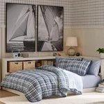 Pottery Barn Teen Organic Boxter Stripe 4 Pc Sheet Set, Twin Onxy/white. Fixed Price $52.99.