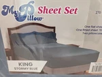 New Mypillow 100% Cotton Percale Bed Sheets 270 Thread Count King, Stormy Blue. Fixed Price $65.69.