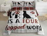 Manfei Dog Comforter Set Full Size, Bedding 3PCS Burgundy Plaid Nwt. Fixed Price $30.00.