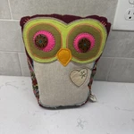 Vintage Natural Life Owl Pillow Crazy Quilt Style Embroidered Corduroy. Fixed Price $25.00.