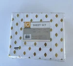 Intelligent Design Metallic Dot Printed Sheet Set White/gold Full. Fixed Price $24.00.