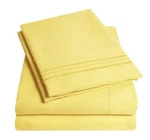 Sweet Home Coll 4PC King Size 1800 Thread Count Deep Pocket Bed Sheet Set Yellow. Fixed Price $23.95.