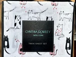 Cynthia Rowley Twin Size & Hearts Sheet Set - Sketch (valentines Cats). Fixed Price $42.00.