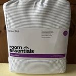 New Room Essentials Microfiber Gray Pinstripe Print Sheet Set Twin/xl Size. Fixed Price $19.99.