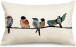 Rabusofa 12X20 Lumbar Pillow Cover Watercolor Birds Linen Cushion Case Teal Blue. Fixed Price $18.99.
