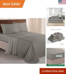 Ultra-soft 4-PIECE Queen Microfiber Bed Sheet Set With Elegant Embroidery. Fixed Price $30.99.