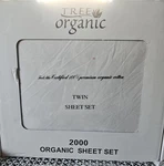 Tree Organic 2000 Cotton Sheet Set Twin White Solid Deep Fitted - New Box. Fixed Price $15.00.