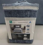 Mainstays Coordinated Bedding Set Twin/twin Xl 5 Piece Blue Stripe Comforter Nip. Fixed Price $24.99.