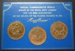 Pilgrim Fathers 350TH Anniversary Mayflower 1620 Medallion Set & Sandhill Case. Fixed Price $24.10.