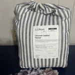 Ll Bean Navy Ticking Stripe Ultrasoft Comfort Flannel Queen Sheet Set. Fixed Price $130.00.