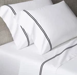 Restoration Hardwarerh King Sheet Set Italian Hotel Satin Stitch White Black Nib. Fixed Price $359.00.