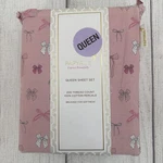 Papyrus Sheet Set Queen Pink Gray Bows 100% Cotton Percale Whimsical Feminine. Fixed Price $35.99.
