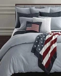 Ralph Lauren Blue Chambray Cal King Extra Deep Fitted Sheet Cotton. Fixed Price $142.50.