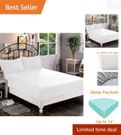 Elegant White Deep Pocket Fitted Sheet - Luxurious 1500 Thread Count Microfiber. Fixed Price $27.99.