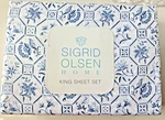 4 Pc Sigrid Olsen Home King Size Sheet Set Blue Portugal Tile Floral Design. Fixed Price $48.00.
