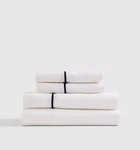 Nwt Quince European Linen Piped Sheet Set Piece Queen White Black Msrp $174. Fixed Price $129.99.