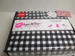 6 Pc Luv Betsey By Johnson King Sheet Set Picnic Gingham Black And White. Fixed Price $59.00.
