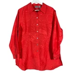 Chicos Shirt Size 2 Linen Blend Floral Jacquard Becky Button Up Hawaiian Relaxed. Fixed Price $39.99.