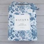 Havana King Size Set Jacobean Floral Blue White Easy Care. Fixed Price $49.99.