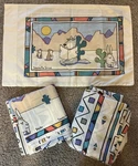 Rare Sandra Boynton Martex Santa Fe Full Size Flat Fitted Sheet & Pillow Case. Fixed Price $94.95.